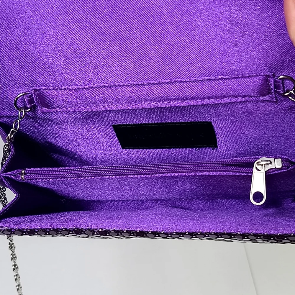 Jessica McClintock Purple Gold Beaded Clutch Purse